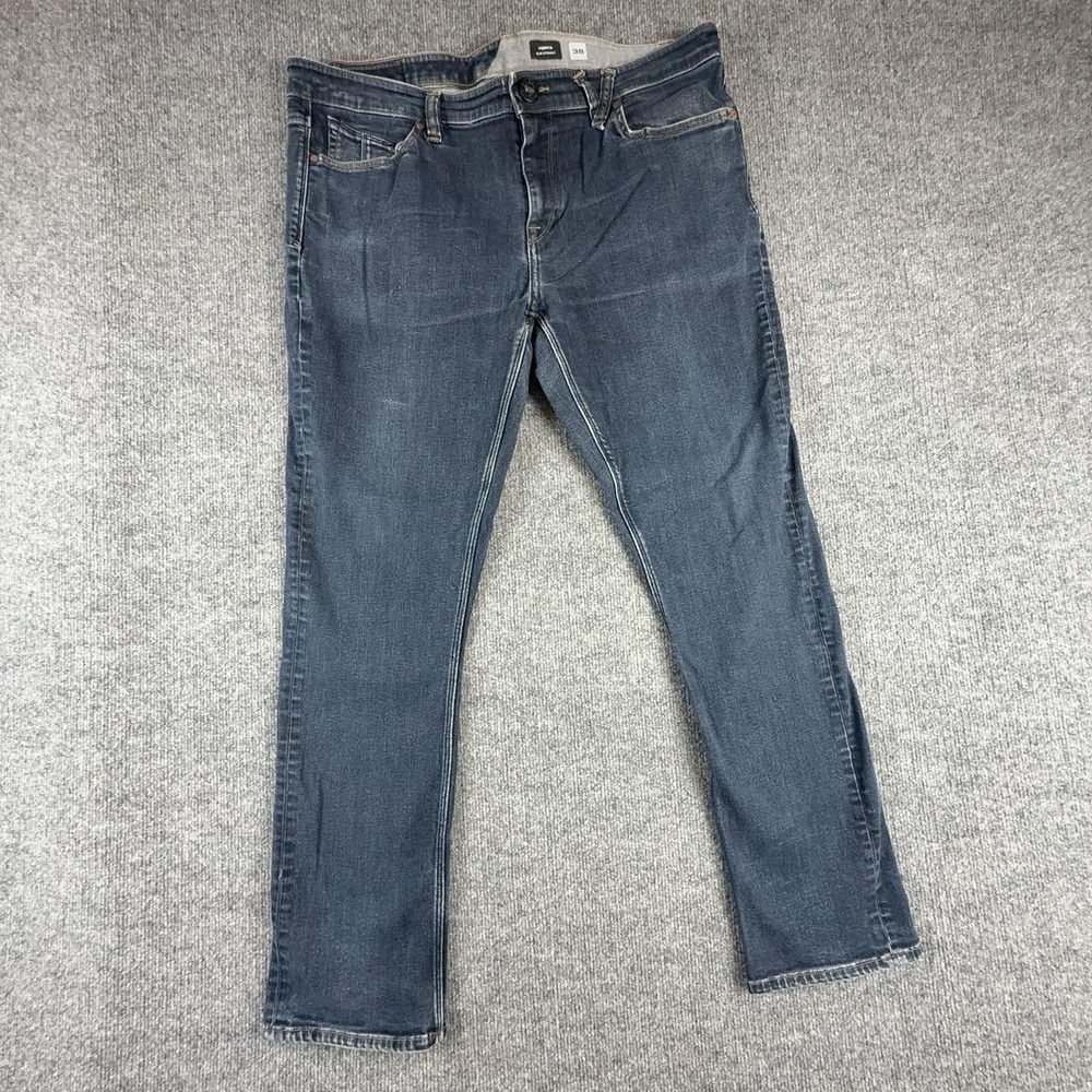 Volcom Vorta Jeans Mens 38x29 Blue Slim Straight Medium Wash Denim Pants